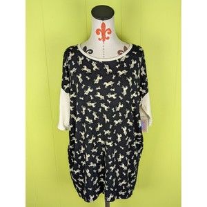 NWT LuLaRoe Irma Women’s Sz S Loose Top Tunic Unicorn Print Black Cream White
